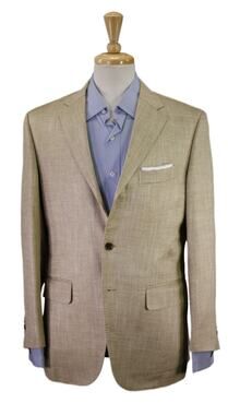 Paul Stuart Beige Herringbone Silk Linen Bamboo Sportcoat Blazer 38S